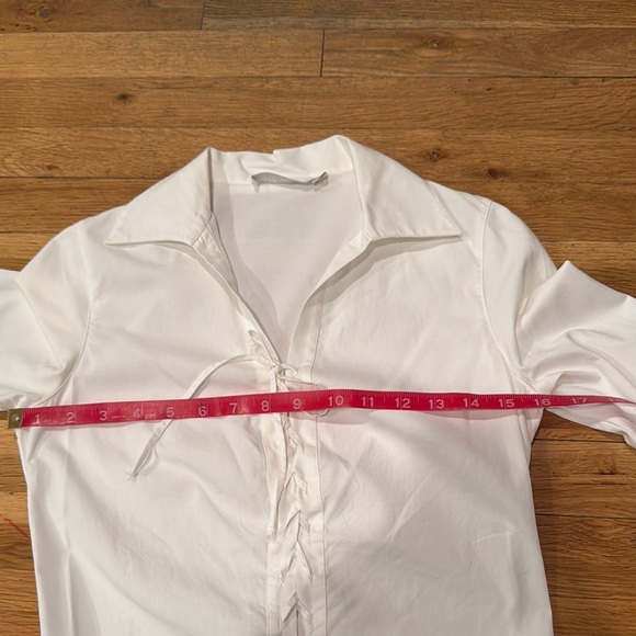 Anne Fontaine White Button Down Shirt with tie up design-no buttons-sz 38=Small - Picture 6 of 8
